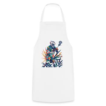 Lacrosse Player Comic Look - Cooking Apron - white - Front - AI Model Male 185 dark (185cm)