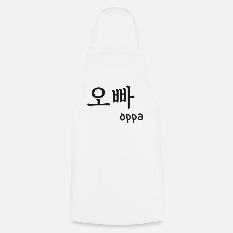 Oppa k-pop k-drama typographie corée custom color - Tablier de cuisine - blanc