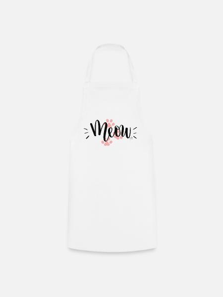 "Meow"-Katzenpfoten-Design - Kochschürze - Weiß