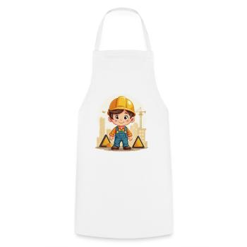 Construction Worker Design – Cute Motif for Kids - Cooking Apron - white - Front - AI Model Male 185 dark (185cm)