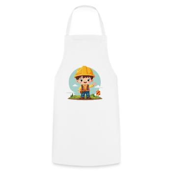 Construction Worker Design – Cute Motif for Kids - Cooking Apron - white - Front - AI Model Male 185 dark (185cm)