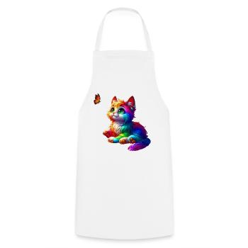 Chats (02) - Tablier de cuisine - blanc - Devant - AI Model Male 185 dark (185cm)
