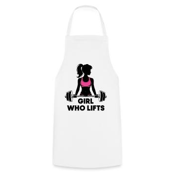 Bodybuilder Gym Girl Barbell Power Beauty - Cooking Apron - white - Front - AI Model Male 185 dark (185cm)