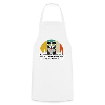Playing with my Border Collie makes me happy you - Cooking Apron - white - Front - AI Model Male 185 dark (185cm)