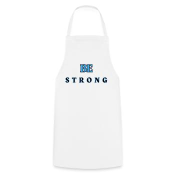 Be STRONG 6 - Cooking Apron - white - Front - AI Model Male 185 dark (185cm)