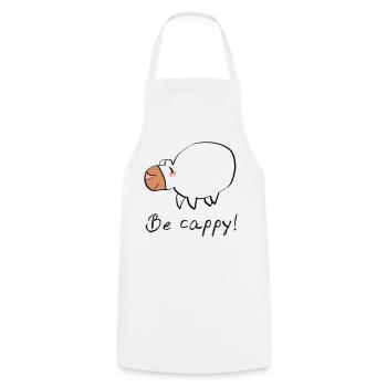Don't worry - be cappy - Kochschürze - Weiß - Vorne - AI Model Male 185 dark (185cm)