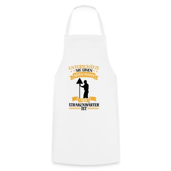 Old man, the road maintenance worker, is a highway attendant - Cooking Apron - white - Front - AI Model Male 185 dark (185cm)