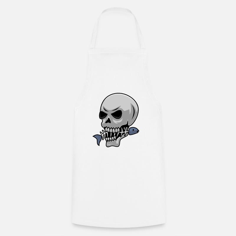 Fishing skull with fish - Cooking Apron - white