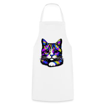 Cat - Cooking Apron - white - Front - AI Model Male 185 dark (185cm)