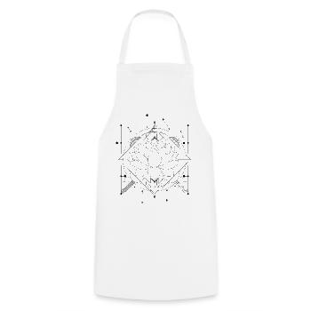Geometric Lotus Mandala - Cooking Apron - white - Front - AI Model Male 185 dark (185cm)
