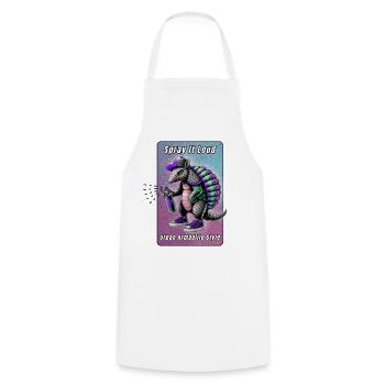 Spray it Loud – Urban Armadillo - Cooking Apron - white - Front - AI Model Male 185 dark (185cm)