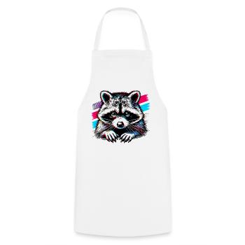 Raccoon - Cooking Apron - white - Front - AI Model Male 185 dark (185cm)