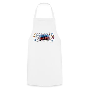 Superpapa Panorama Tasse Vati Papa Vatertag - Kochschürze - Weiß - Vorne - AI Model Male 185 dark (185cm)