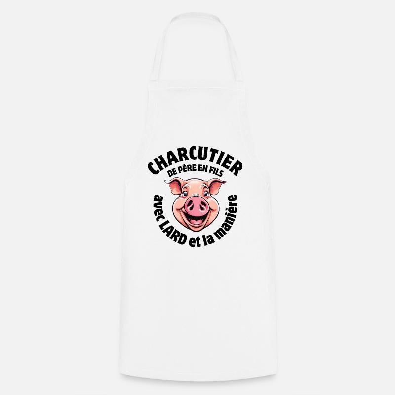 boucher, boucherie, je suis bouche - Tablier de cuisine - blanc