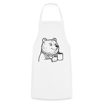 Ours avec tasse à café - Ours avec tasse de café - Tablier de cuisine - blanc - Devant - AI Model Male 185 dark (185cm)