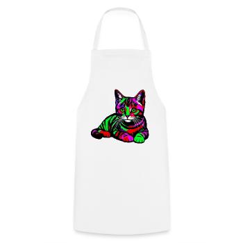 Cat - Cooking Apron - white - Front - AI Model Male 185 dark (185cm)