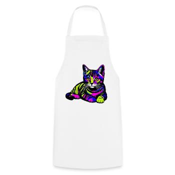 Cat - Cooking Apron - white - Front - AI Model Male 185 dark (185cm)