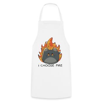 Kawaii Katze mit Feuer und Flammen - Kochschürze - Weiß - Vorne - AI Model Male 185 dark (185cm)