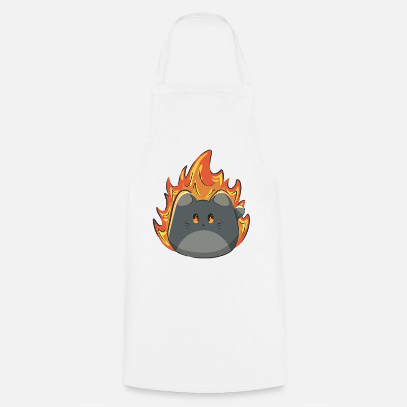 Süße Katze mit Feuer - Kochschürze - Weiß