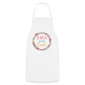 Oma ist die Beste! Floral, personalisierbar - Kochschürze - Weiß - Vorne - AI Model Male 185 dark (185cm)