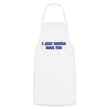 Je veux juste m’amuser – Déclaration ludique - Tablier de cuisine - blanc - Devant - AI Model Male 185 dark (185cm)