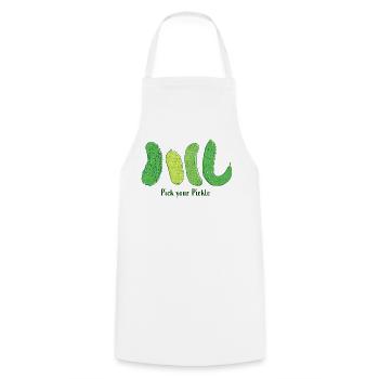 Pick Your Pickle: Green Cucumber Art - Cooking Apron - white - Front - AI Model Male 185 dark (185cm)
