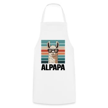 Papa Alpaga Papa Drôle Lama Cadeau de Fête des Pères - Tablier de cuisine - blanc - Devant - AI Model Male 185 dark (185cm)