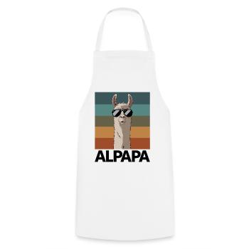 Papa Alpaga Papa Drôle Lama Cadeau de Fête des Pères - Tablier de cuisine - blanc - Devant - AI Model Male 185 dark (185cm)