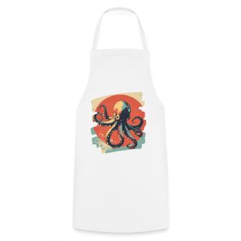 Pieuvre Octopus Rétro - Tablier de cuisine - blanc - Devant - AI Model Male 185 dark (185cm)