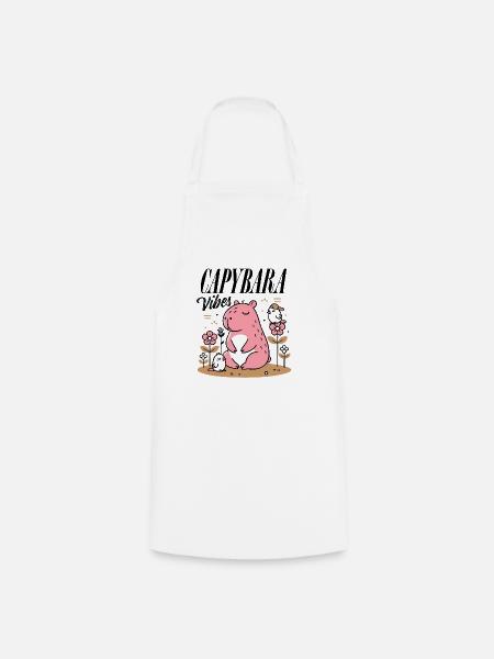 Relaxed capybara with friends - Cooking Apron - white