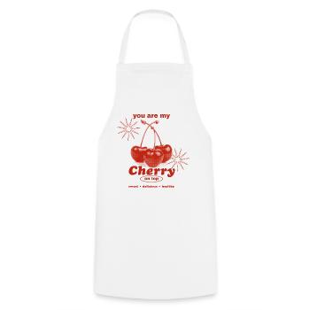 Cerise sur le gâteau – Perfection sucrée - Tablier de cuisine - blanc - Devant - AI Model Male 185 dark (185cm)
