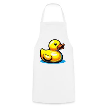Ente Ente Ente Ente Ente - Kochschürze - Weiß - Vorne - AI Model Male 185 dark (185cm)