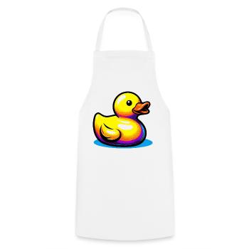 Ente Ente Ente Ente Ente - Kochschürze - Weiß - Vorne - AI Model Male 185 dark (185cm)