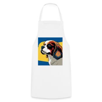 Chien cavalier king charles stylisé pop art - Tablier de cuisine - blanc - Devant - AI Model Male 185 dark (185cm)