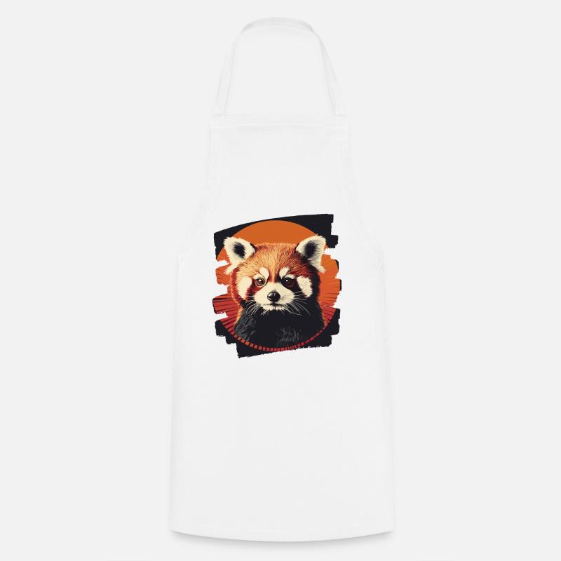 Panda roux rétro - Tablier de cuisine - blanc