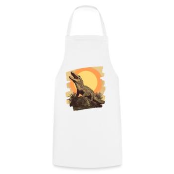Crocodile Retro - Cooking Apron - white - Front - AI Model Male 185 dark (185cm)