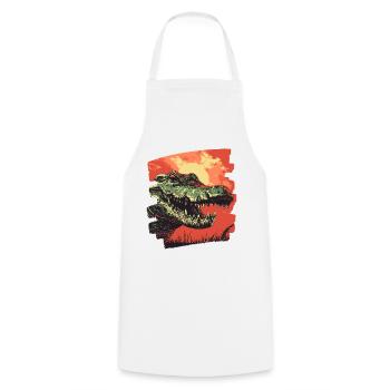 Crocodile - Cooking Apron - white - Front - AI Model Male 185 dark (185cm)