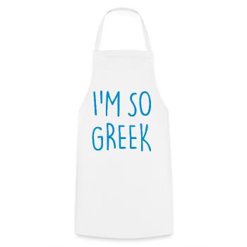I'M SO GREEK Griechisch Griechenland - Kochschürze - Weiß - Vorne - AI Model Male 185 dark (185cm)