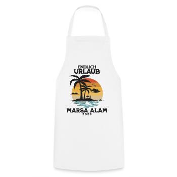 Marsa Alam Urlaub 2025 Ägypten Reise - Kochschürze - Weiß - Vorne - AI Model Male 185 dark (185cm)