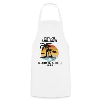 Sharm El-Sheikh Urlaub 2025 Ägypten Reise - Kochschürze - Weiß - Vorne - AI Model Male 185 dark (185cm)