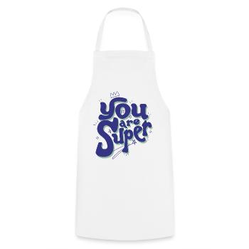 You Are Super – Playful Lettering - Cooking Apron - white - Front - AI Model Male 185 dark (185cm)
