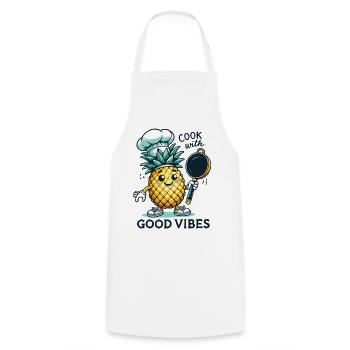 Cuisinez avec joie Ananas Chef Happy Cooking - Tablier de cuisine - blanc - Devant - AI Model Male 185 dark (185cm)