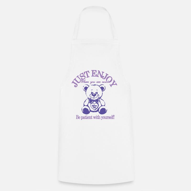Just Enjoy – Calming Teddy Bear - Cooking Apron - white