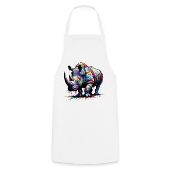 Rhinoceros - Cooking Apron - white - Front - AI Model Male 185 dark (185cm)