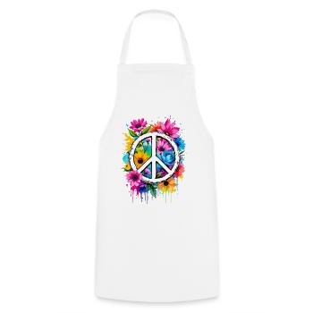 Peace Sign Love Peace Hippie 70s 60s - Cooking Apron - white - Front - AI Model Male 185 dark (185cm)