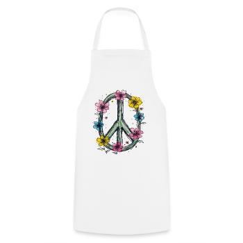 Peace Sign Love Peace Hippie 70s 60s - Cooking Apron - white - Front - AI Model Male 185 dark (185cm)