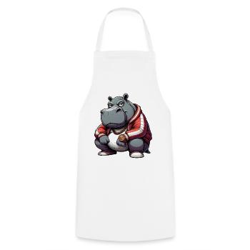 hiphop potame hippopotame - Tablier de cuisine - blanc - Devant - AI Model Male 185 dark (185cm)