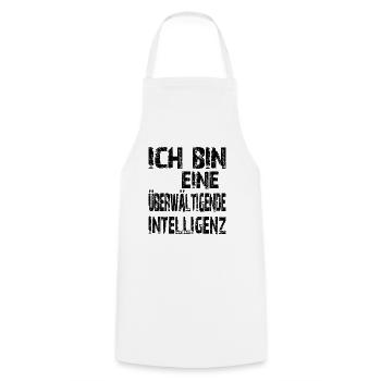 KI Spruch Ich bin eine überwältigende Intelligenz - Kochschürze - Weiß - Vorne - AI Model Male 185 dark (185cm)