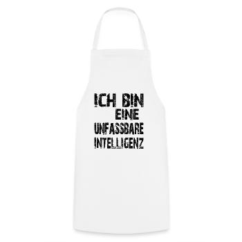 KI Spruch Ich bin eine unfassbare Intelligenz - Kochschürze - Weiß - Vorne - AI Model Male 185 dark (185cm)