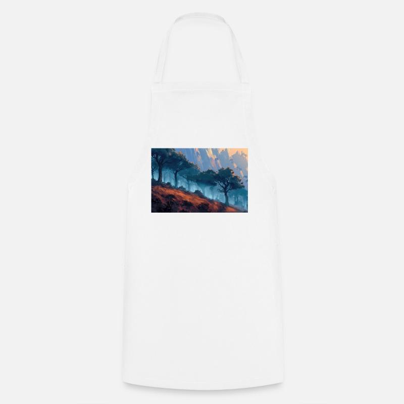 Forest Landscape Illustration Poster - Cooking Apron - white